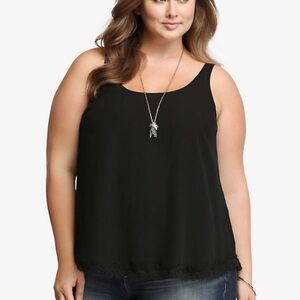 Torrid Black Lace Georgette Tank Top
